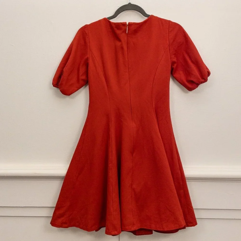 Kate Spade Red Puff Sleeve Fit & Flare Dress – Size XS